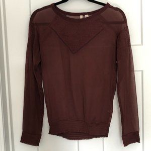 Boho Sheer Burgundy Top S